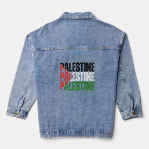 Palestina Naam met Palestijnse Vlag Denim Jacket