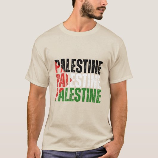 Palestina Naam met Palestijnse Vlag T-shirt (Voorkant)