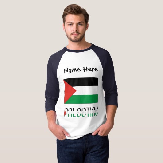 Palestina Palestijnse vlag Zwarte Personalisatie T-shirt (Voorkant volledig)