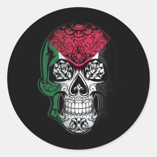 Palestina-schedel en Rozen vliegen onder water Ronde Sticker (Voorkant)