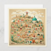 Palestina stadsgezicht illustratie feestdagenkaart (Voorkant / Achterkant)