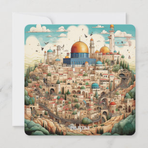 Palestina stadsgezicht illustratie feestdagenkaart