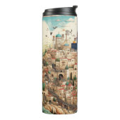 Palestina stadsgezicht illustratie thermosbeker (Gedraaid links)