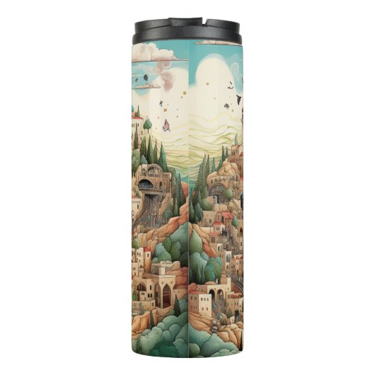 Palestina stadsgezicht illustratie thermosbeker (Achterkant)