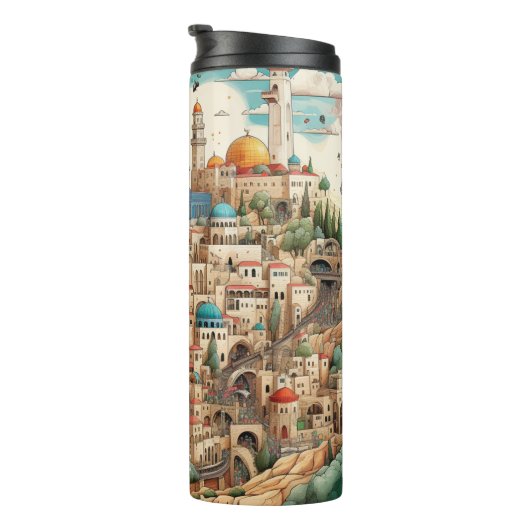 Palestina stadsgezicht illustratie thermosbeker (Geroteerd rechts)