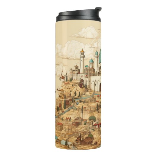 Palestina stadsgezicht illustratie thermosbeker (Gedraaid links)