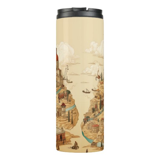 Palestina stadsgezicht illustratie thermosbeker (Achterkant)