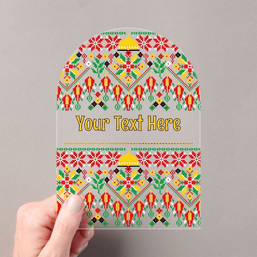 Palestina Tatreez Traditioneel Borduurwerk Acryl Uitnodigingen (Insitu (Draagbaar))