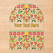 Palestina Tatreez Traditioneel Borduurwerk Acryl Uitnodigingen (Voorkant)