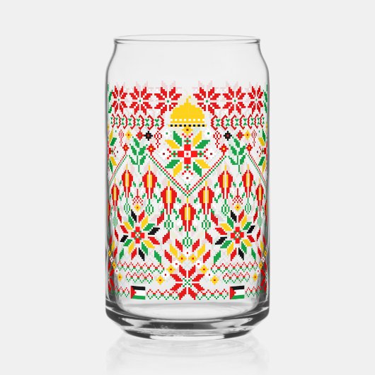 Palestina Tatreez Traditioneel Borduurwerk Blikvorm Glas (Voorkant)