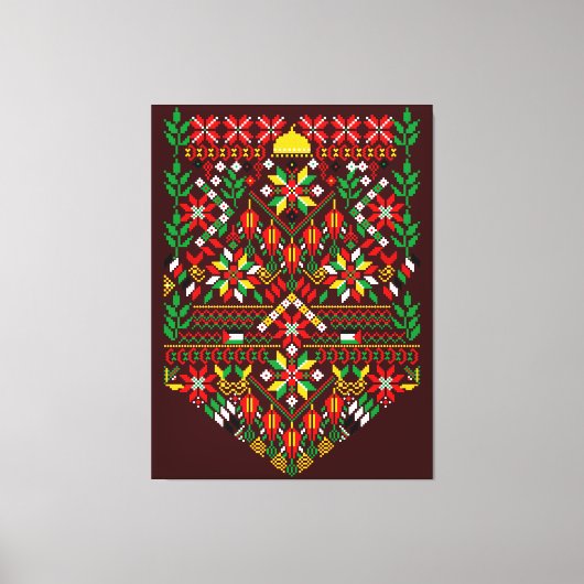 Palestina Tatreez Traditioneel Borduurwerk Canvas Afdruk (Voorkant)