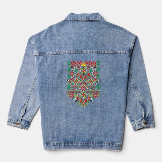 Palestina Tatreez Traditioneel Borduurwerk Denim Jacket (Achterkant)