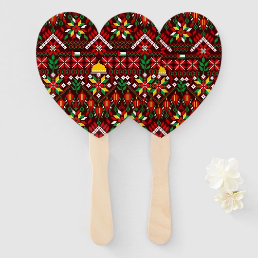 Palestina Tatreez Traditioneel Borduurwerk Handwaaier (Voorkant en achterkant)