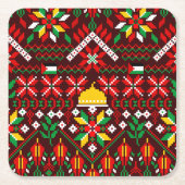 Palestina Tatreez Traditioneel Borduurwerk Kartonnen Onderzetters (Voorkant)