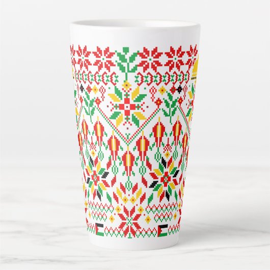 Palestina Tatreez Traditioneel Borduurwerk Latte Mok (Voorkant)
