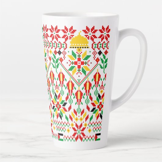 Palestina Tatreez Traditioneel Borduurwerk Latte Mok (Rechts)