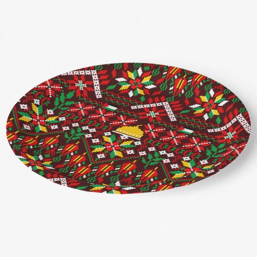 Palestina Tatreez Traditioneel Borduurwerk Papieren Bordje (Gekanteld)