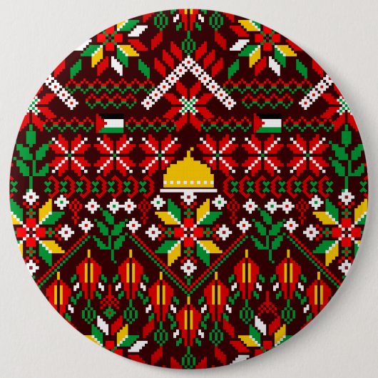 Palestina Tatreez Traditioneel Borduurwerk Ronde Button 6,0 Cm (Voorkant)