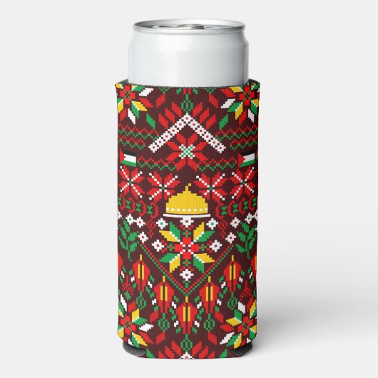 Palestina Tatreez Traditioneel Borduurwerk Seltzer Blikjeskoeler (Seltzer Achterkant)