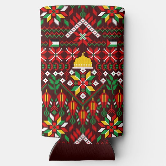 Palestina Tatreez Traditioneel Borduurwerk Seltzer Blikjeskoeler (Achterkant)