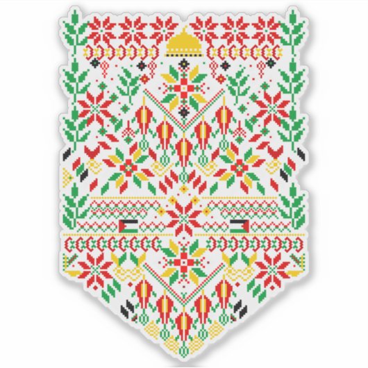 Palestina Tatreez Traditioneel Borduurwerk Sticker (Voorkant)