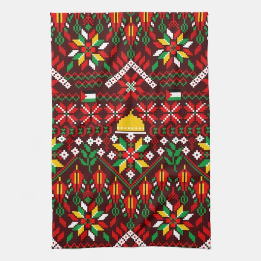 Palestina Tatreez Traditioneel Borduurwerk Theedoek (Verticaal)