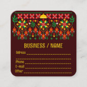 Palestina Tatreez Traditioneel Borduurwerk Vierkante Visitekaartje (Voorkant)
