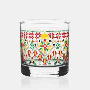 Palestina Tatreez Traditioneel Borduurwerk Whisky Glas