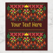 Palestina Tatreez Traditioneel Borduurwerk Wijn Etiket (Enkel label)