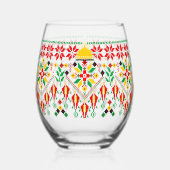Palestina Tatreez Traditioneel Borduurwerk Wijnglas Zonder Voet (Achterkant)
