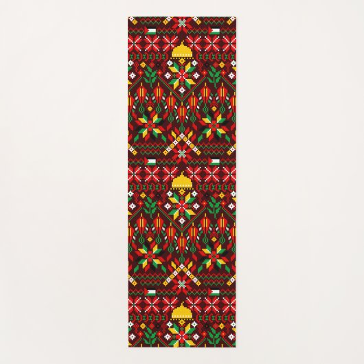 Palestina Tatreez Traditioneel Borduurwerk Yogamat (Voorkant)