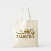 PALESTINA tekst in het Engels en Arabisch Kalligra Tote Bag (Voorkant)