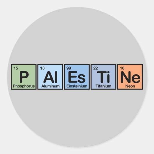 Palestina uit elementen ronde sticker (Voorkant)