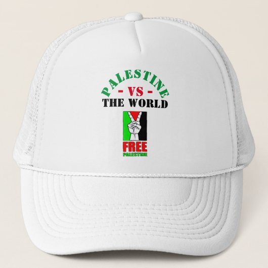Palestina versus de wereld. Free Palestine Trucker Trucker Pet (Voorkant)