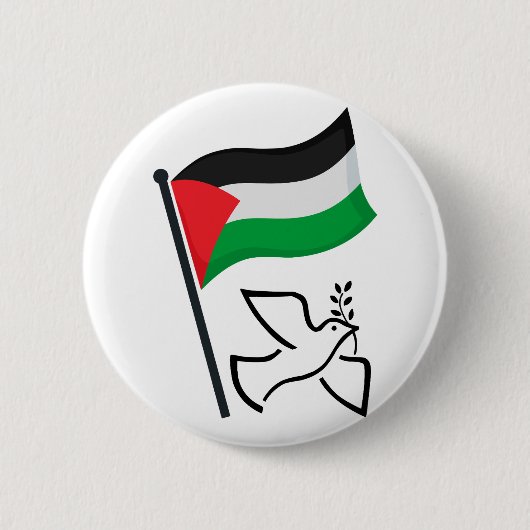 Palestina Vlag فلسطين Vredesduif | Vrij Palestina Ronde Button 5,7 Cm (Voorkant)