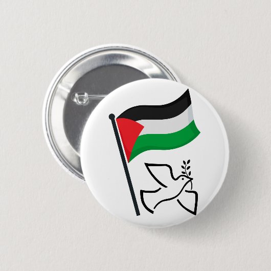 Palestina Vlag فلسطين Vredesduif | Vrij Palestina Ronde Button 5,7 Cm (Voorkant /achterkant)