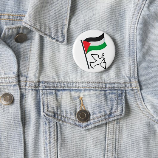 Palestina Vlag فلسطين Vredesduif | Vrij Palestina Ronde Button 5,7 Cm (In situ)