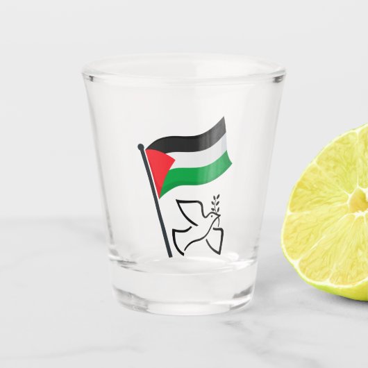 Palestina Vlag فلسطين Vredesduif | Vrij Palestina Shot Glas (Voorkant)
