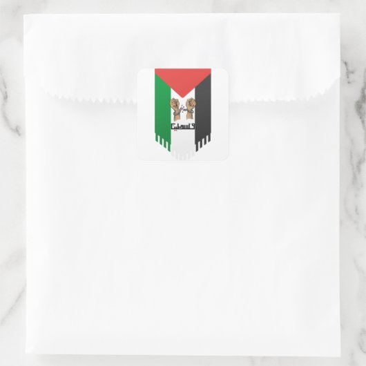 Palestina vlag Arabische tekst Vierkante Sticker (Tas)