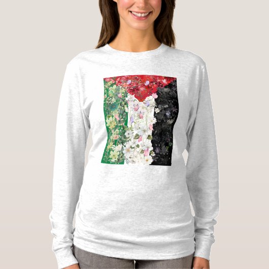 Palestina Vlag Bloemendames  T-shirt (Voorkant)