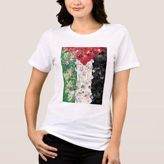 Palestina Vlag Bloemendames Tri-Blend Shirt (Voorkant)