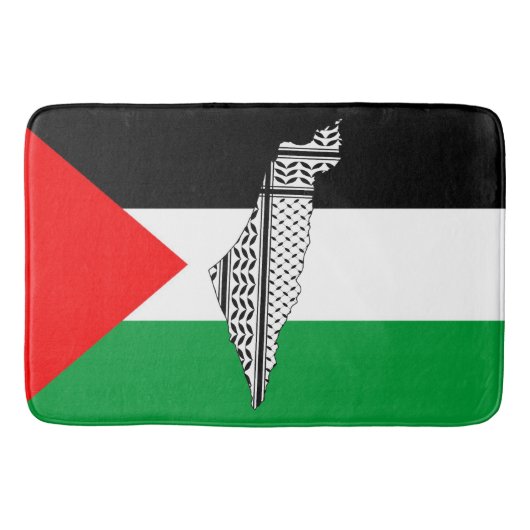 Palestina Vlag en Kaart met Keffiyeg Patroon Badmat (Voorkant)