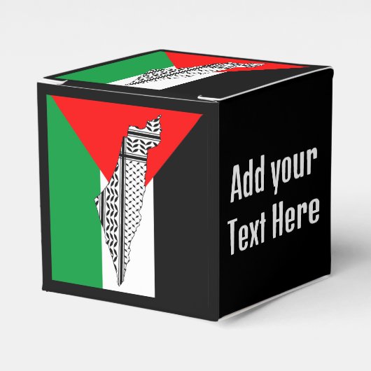Palestina Vlag en Kaart met Keffiyeg Patroon Bedankdoosjes (Voorkant Zijde)