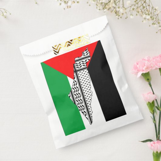 Palestina Vlag en Kaart met Keffiyeg Patroon Bedankzakje (Gezegeld)