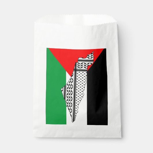 Palestina Vlag en Kaart met Keffiyeg Patroon Bedankzakje (Voorkant)