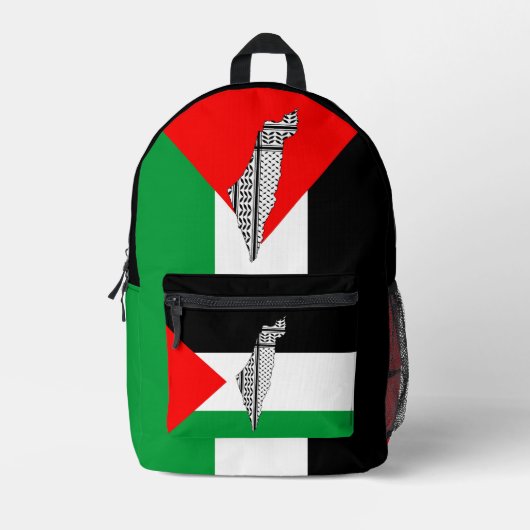 Palestina Vlag en Kaart met Keffiyeg Patroon Bedrukte Rugzak (Voorkant)