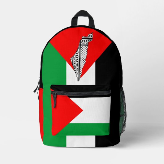 Palestina Vlag en Kaart met Keffiyeg Patroon Bedrukte Rugzak (Voorkant)