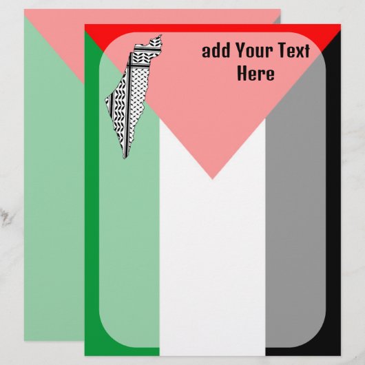 Palestina Vlag en Kaart met Keffiyeg Patroon Briefhoofd (Voorkant / Achterkant)