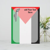 Palestina Vlag en Kaart met Keffiyeg Patroon Briefhoofd (Staand voorkant)