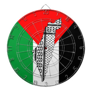 Palestina Vlag en Kaart met Keffiyeg Patroon Dartbord